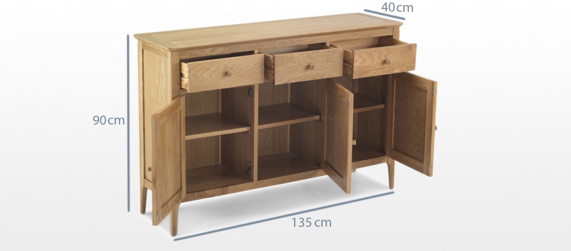 Hayman Oak Large Sideboard 3 Door/3 Drawers