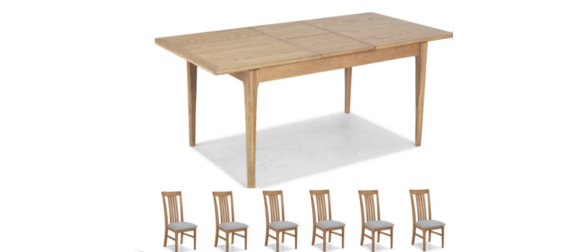 Hayman Oak 140/180cm Extended Dining Table and 6 Chairs