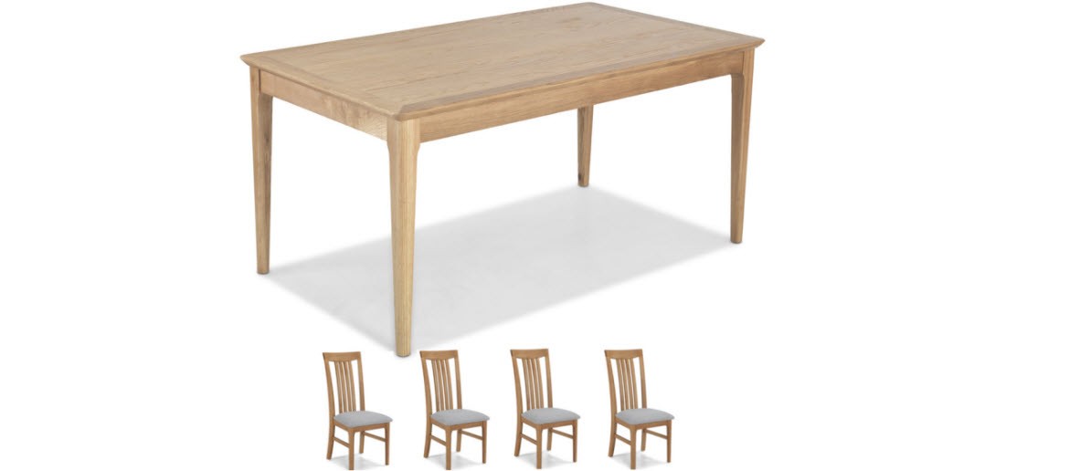 Hayman Oak 160cm Dining Table and 4 Chairs