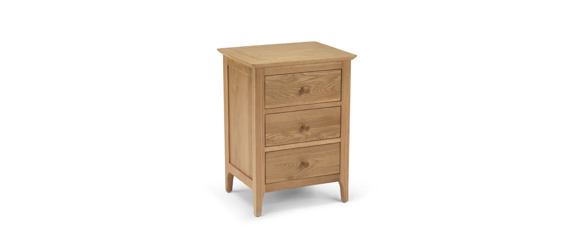 Kassay Oak 3 Drawer Bedside Cabinet