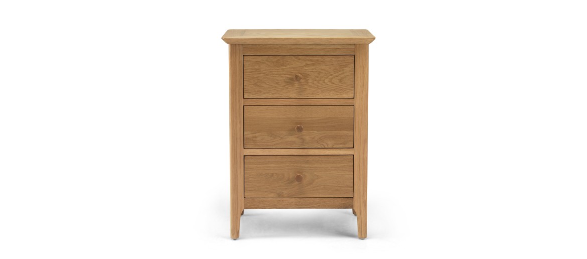 Kassay Oak 3 Drawer Bedside Cabinet