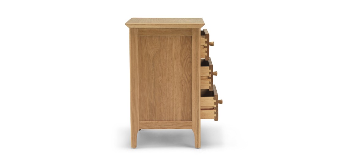 Kassay Oak 3 Drawer Bedside Cabinet