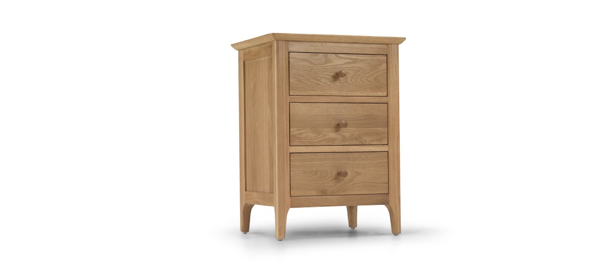 Kassay Oak 3 Drawer Bedside Cabinet