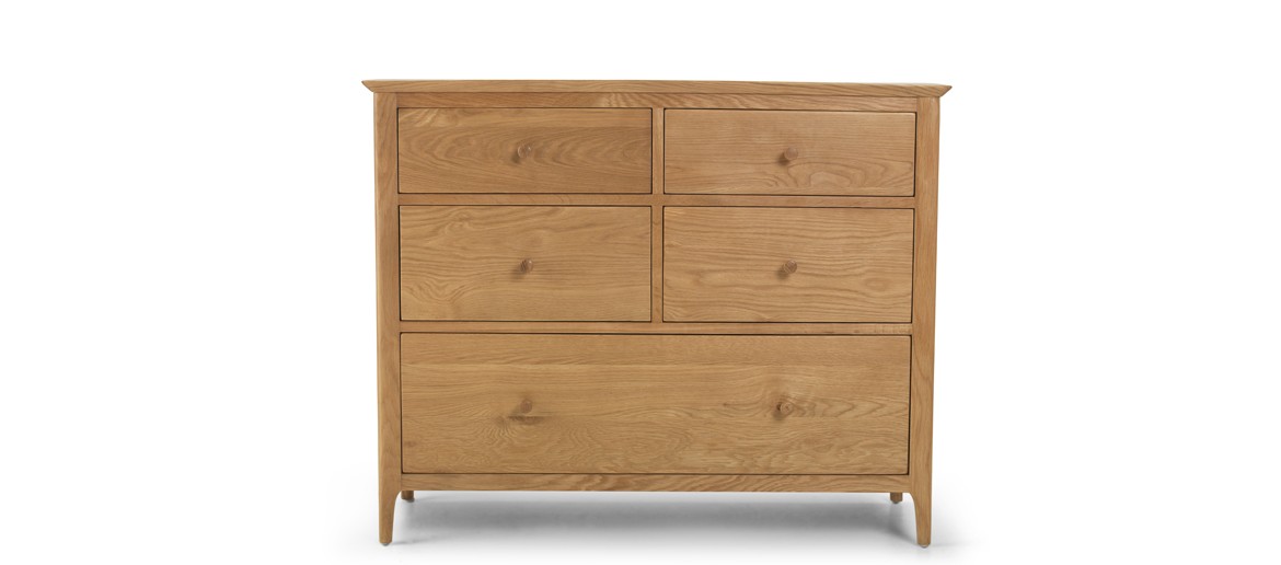 Kassay Oak  5 Drawer Wide Chest Of Drawers