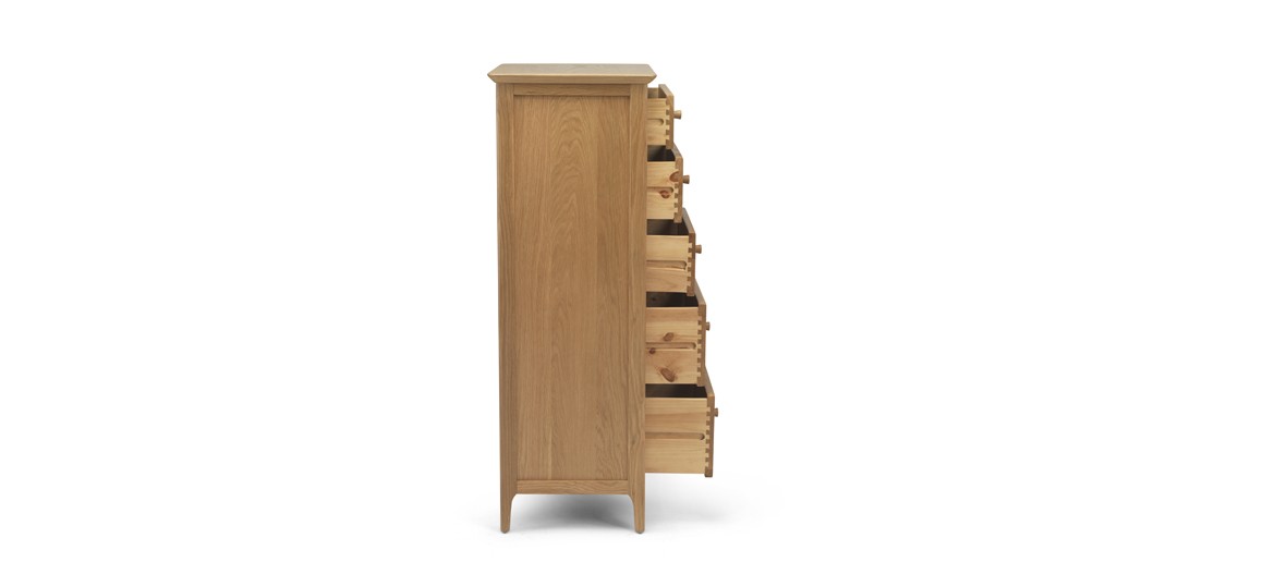 Kassay Oak 5 Drawer Tall Chest Of Drawers