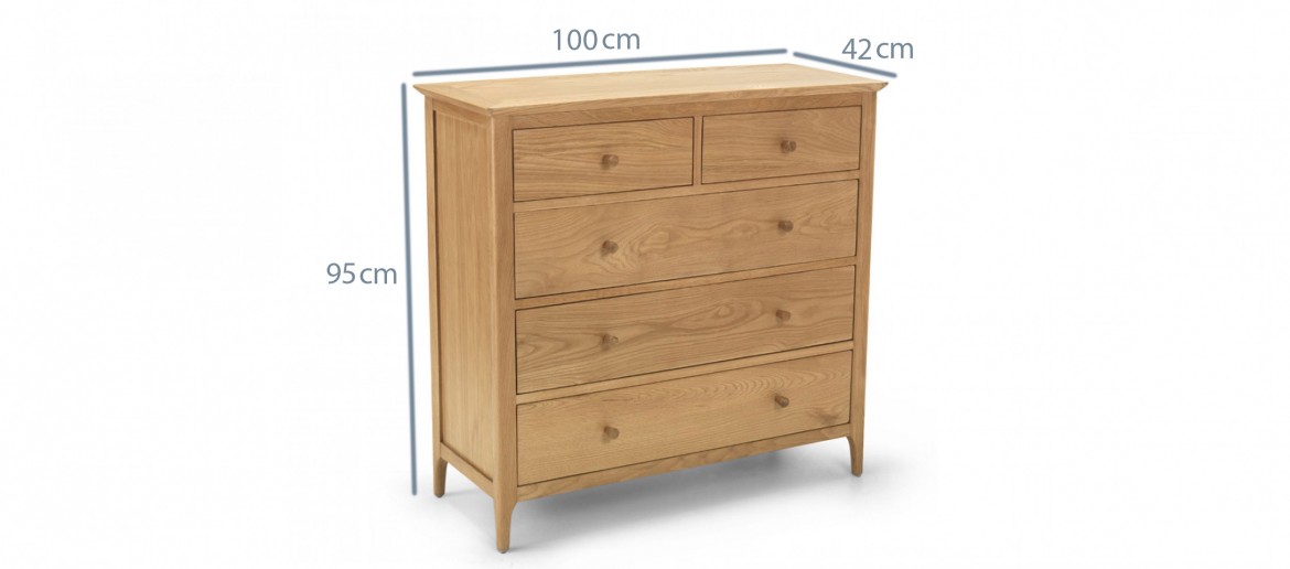 Kassay Oak 2 over 3 Chest of Drawers