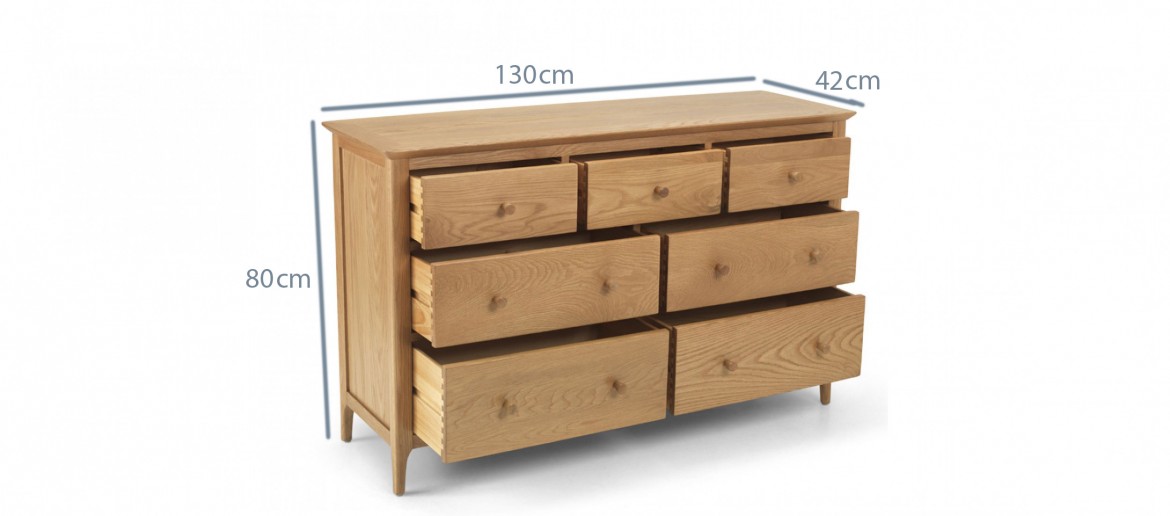 Kassay Oak 3 over 4 Chest of Drawers