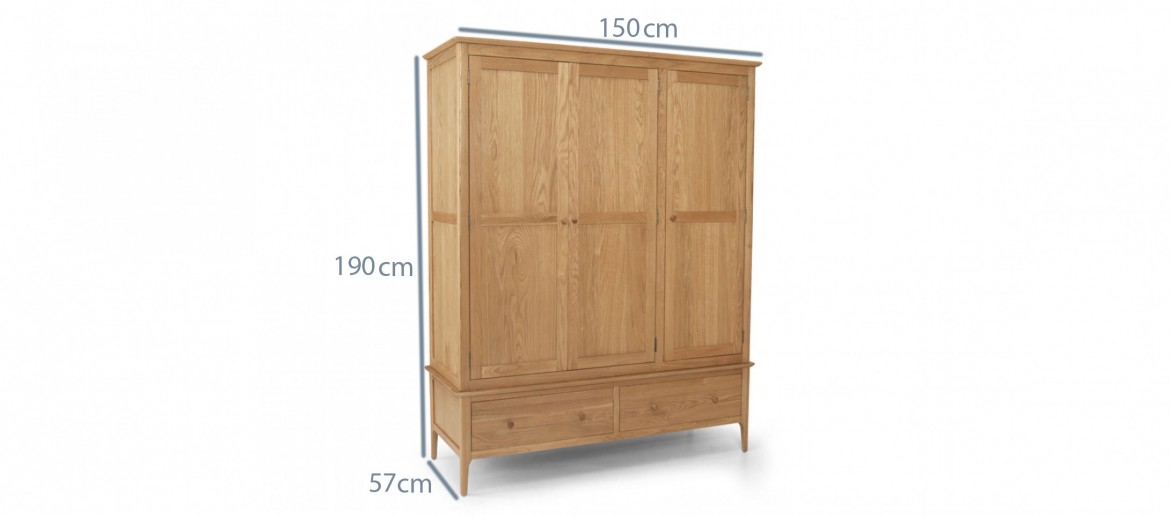 Kassay Oak Triple Wardrobe