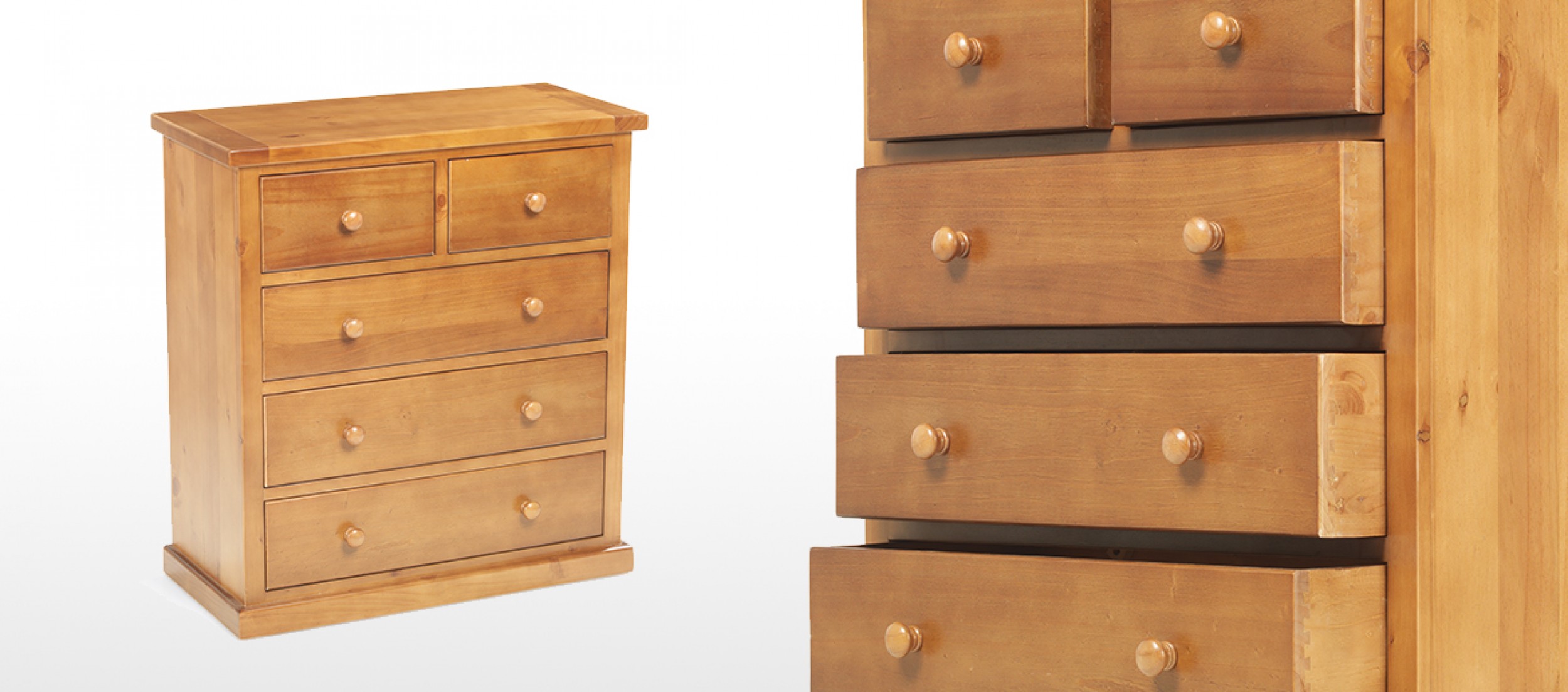 Devon Pine 2 Over 3 Chest of Drawers Quercus Living