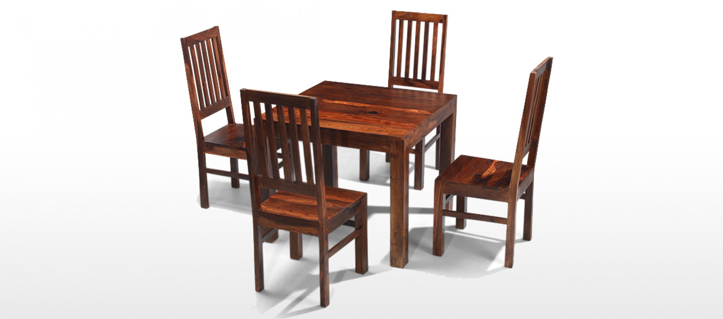 Cube Sheesham 90 cm Dining Table and 4 Chairs | Quercus Living