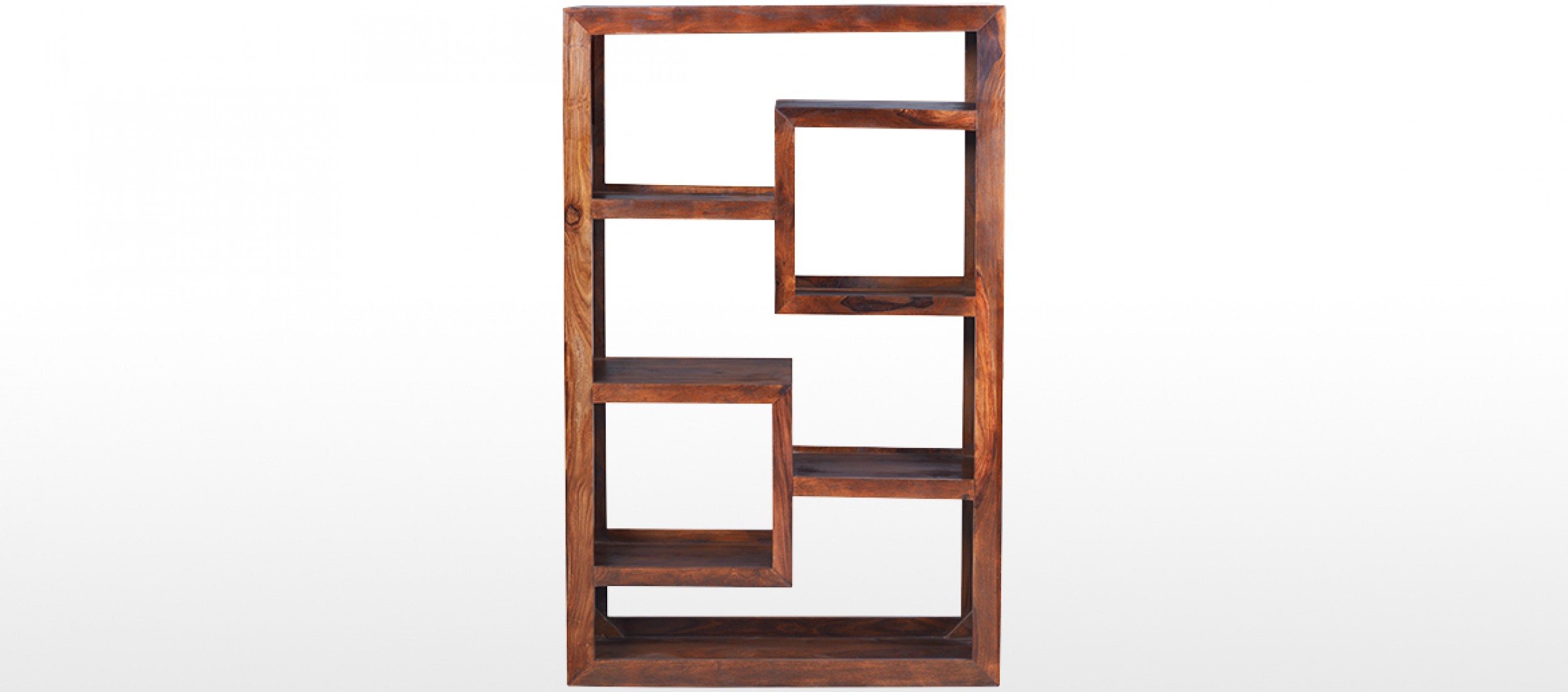 Cube Sheesham Geometric Bookcase Quercus Living