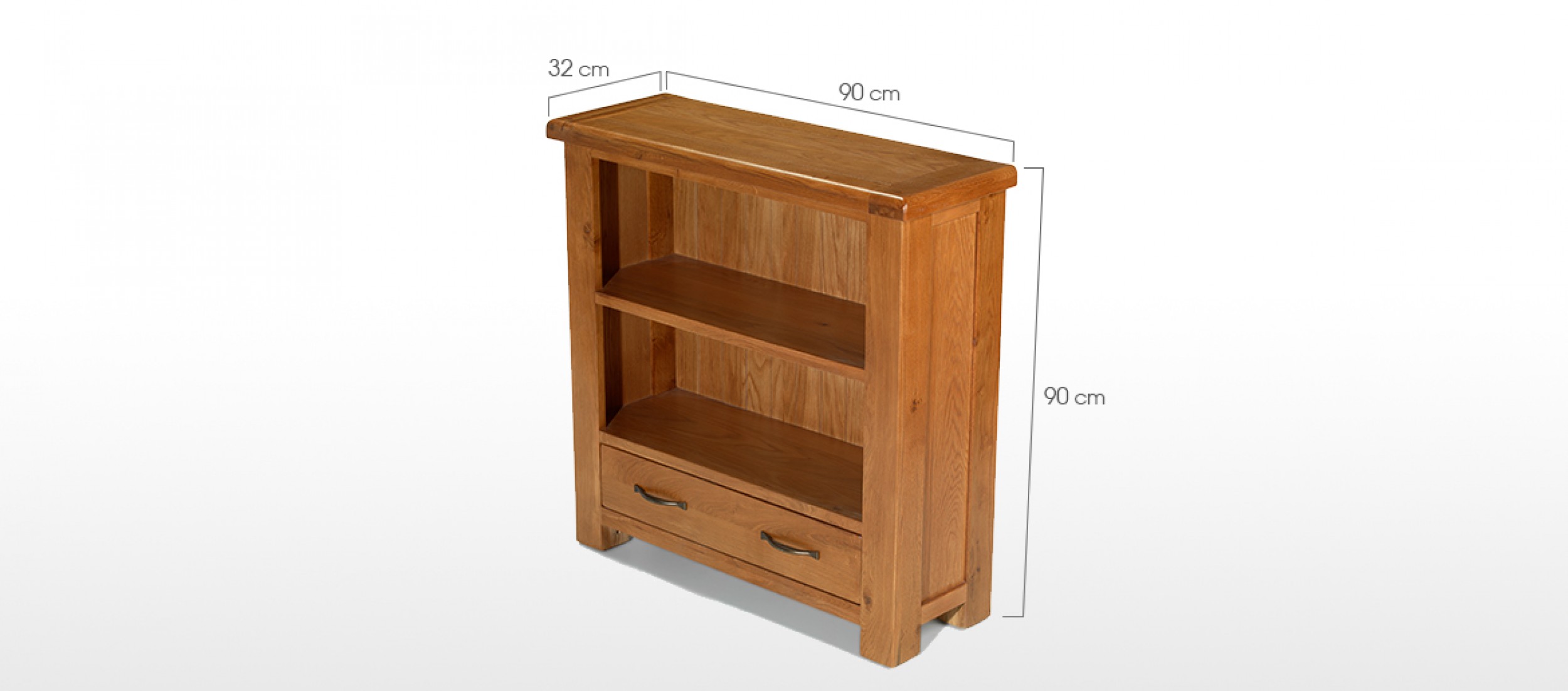 Barham Oak Low Bookcase with Drawer Quercus Living