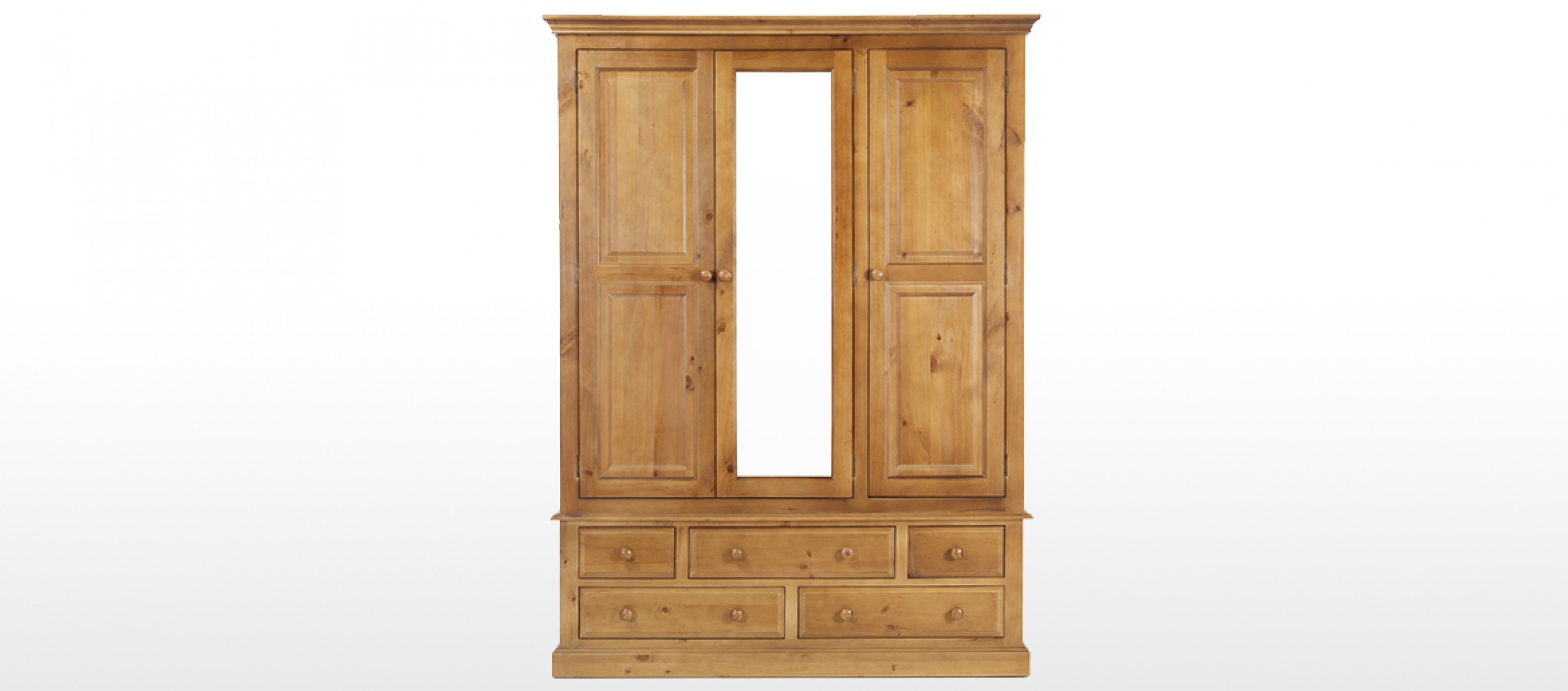 Essentials Pine Triple Wardrobe with Drawers Quercus Living