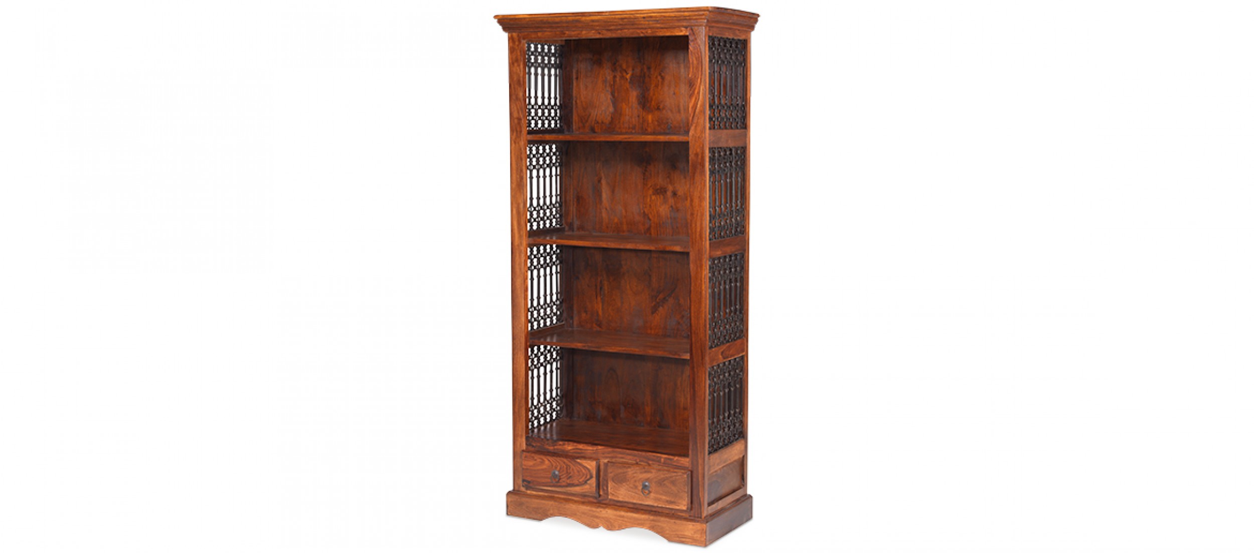 Jali Sheesham Tall Square Bookcase Quercus Living