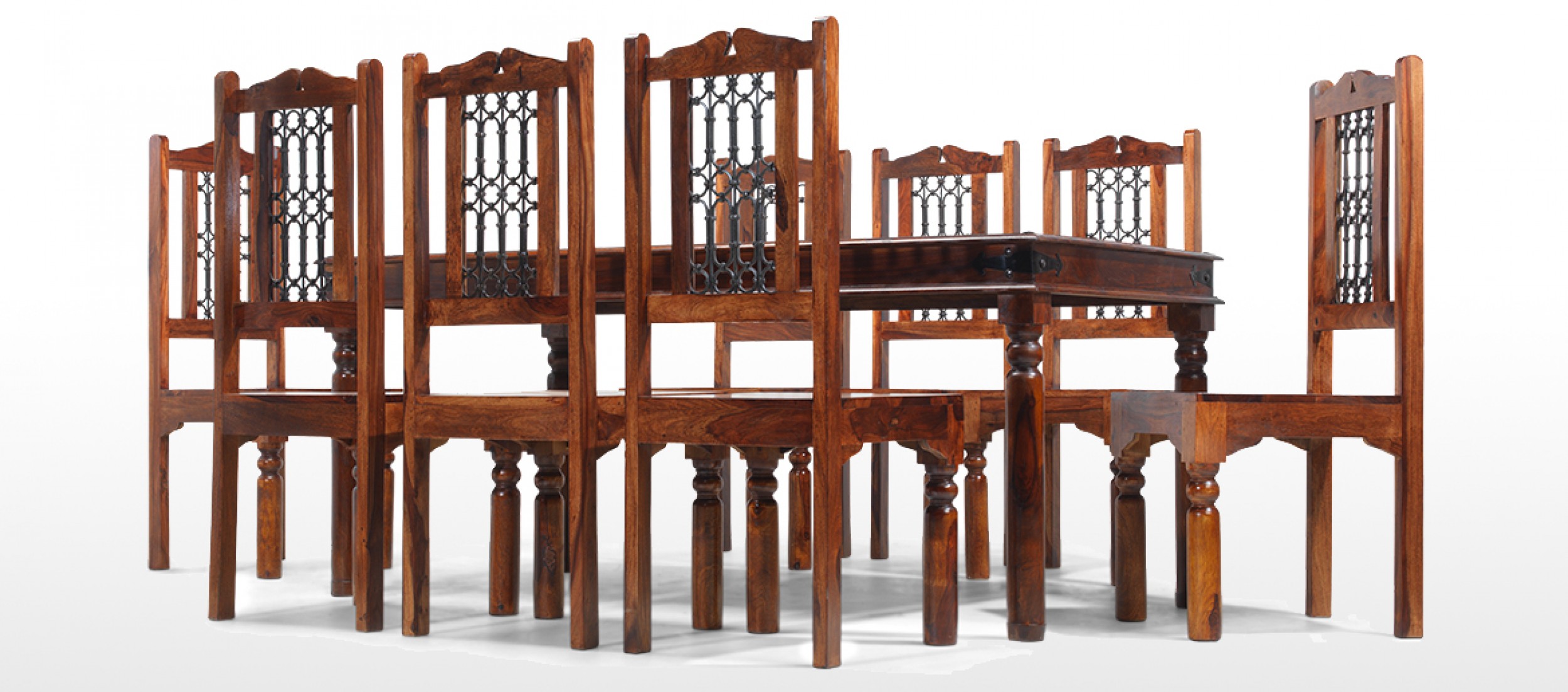 Jali Sheesham 180 Cm Thakat Dining Table And 8 Chairs Quercus Living Jali Sheesham 180 Cm Thakat Dining Table And 8 Chairs