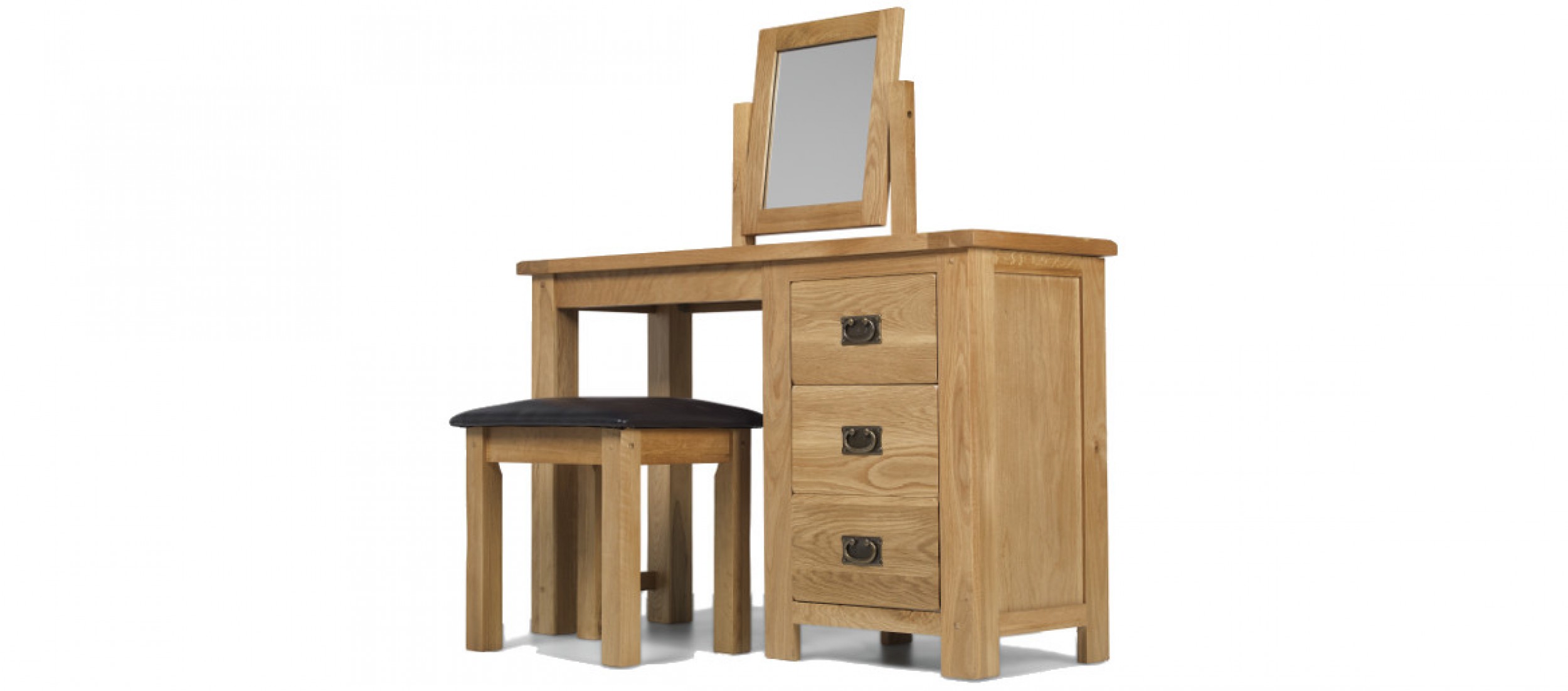 Rustic Oak Dressing Table Set | Quercus Living Rustic Oak Dressing Table Set | Quercus Living
