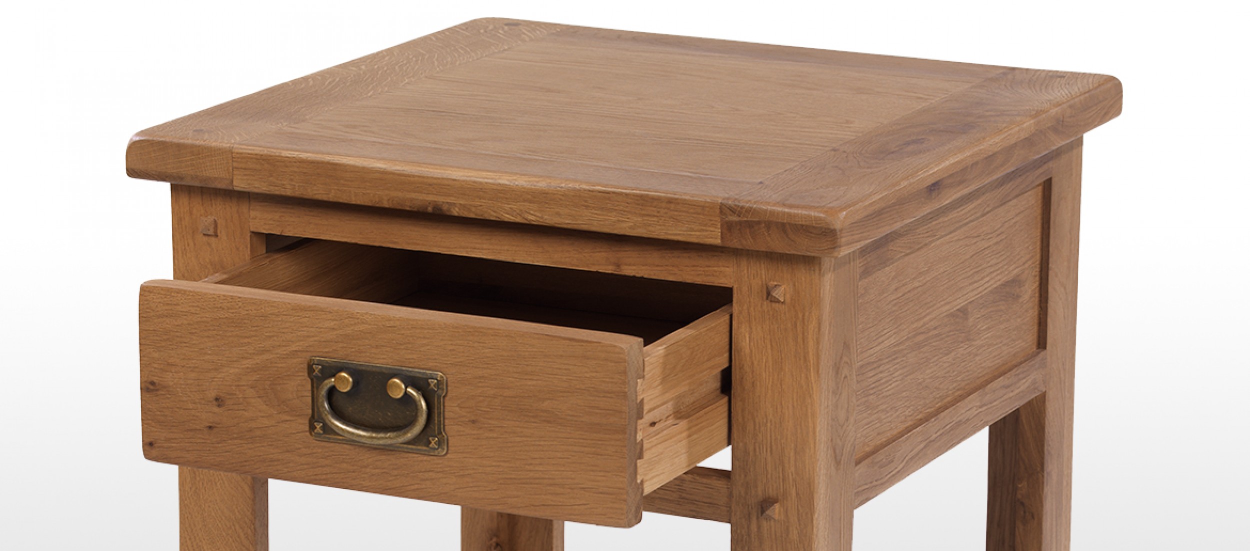 Rustic Oak 1 Drawer Bedside Table Quercus Living