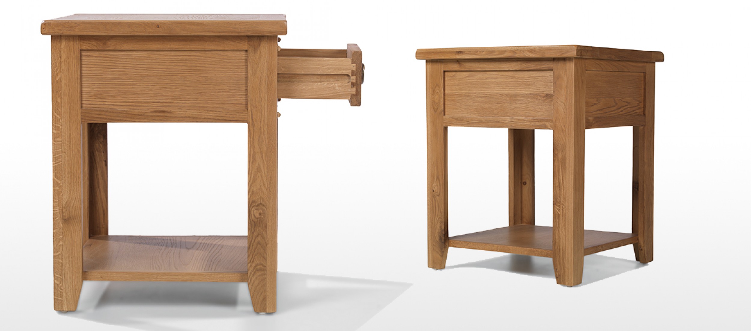 Rustic Oak 1 Drawer Bedside Table Quercus Living