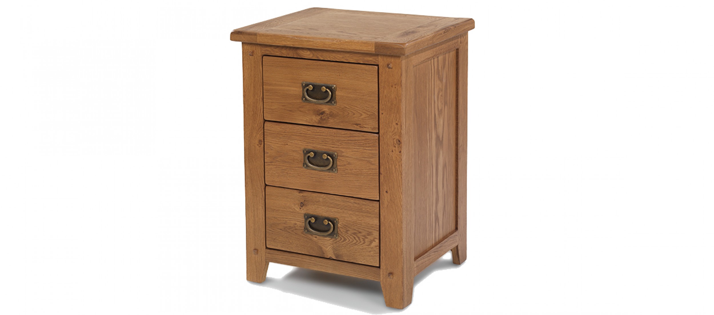 Rustic Oak 3 Drawer Bedside Cabinet Quercus Living Rustic Oak 3 Drawer Bedside Cabinet