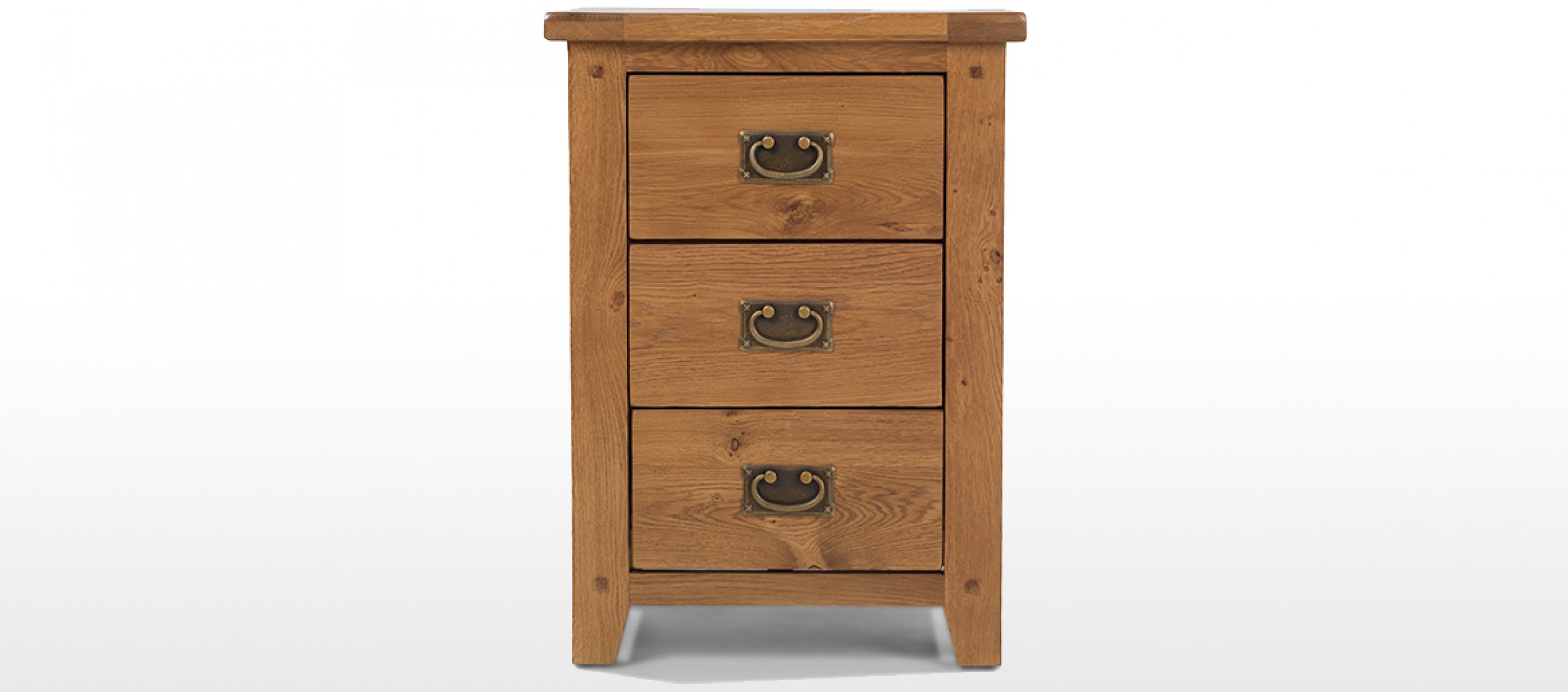 Rustic Oak 3 Drawer Bedside Cabinet Quercus Living
