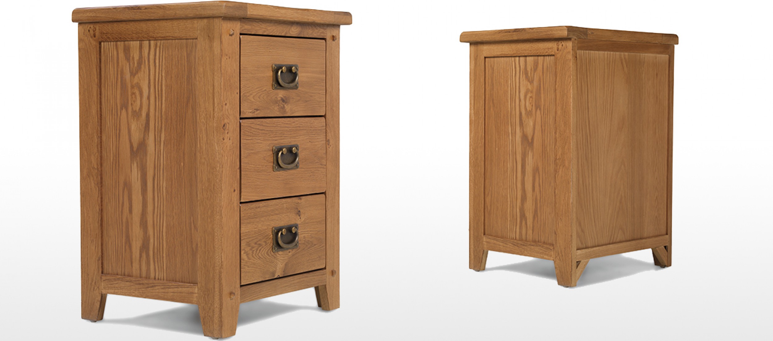 Rustic Oak 3 Drawer Bedside Quercus Living