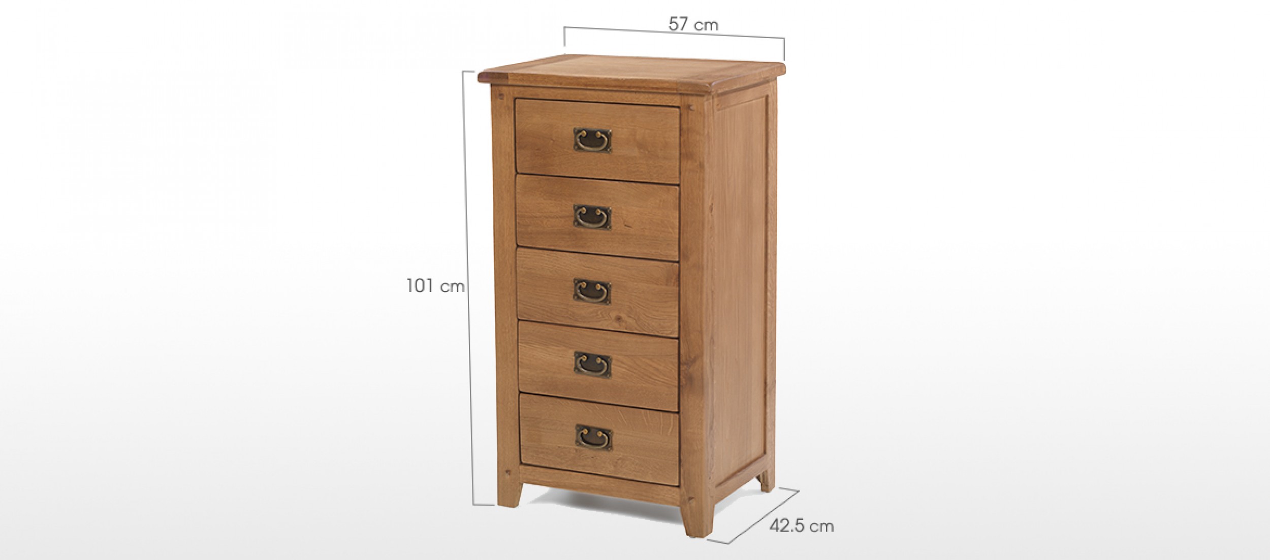 Rustic Oak 5 Drawer Tall Chest of Drawers Quercus Living