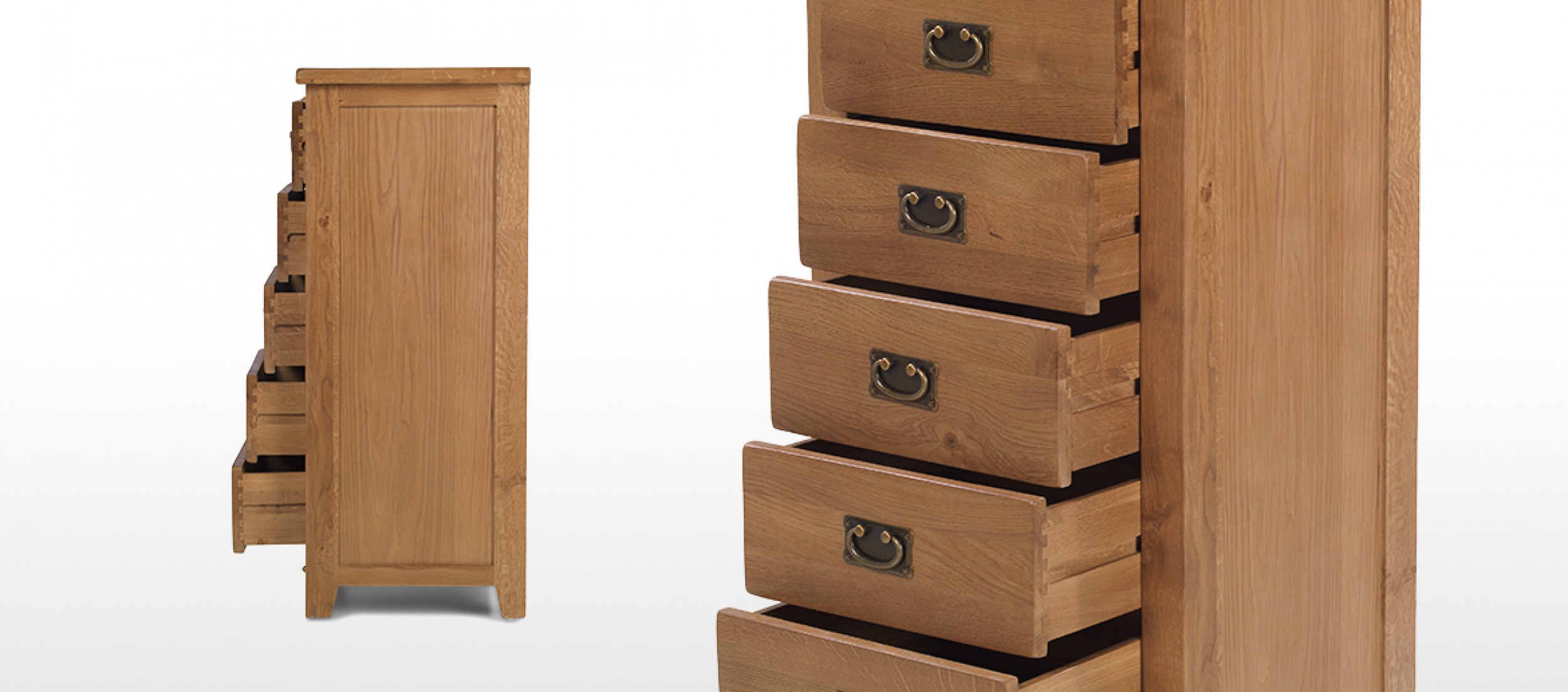 Rustic Oak 5 Drawer Tall Chest of Drawers Quercus Living