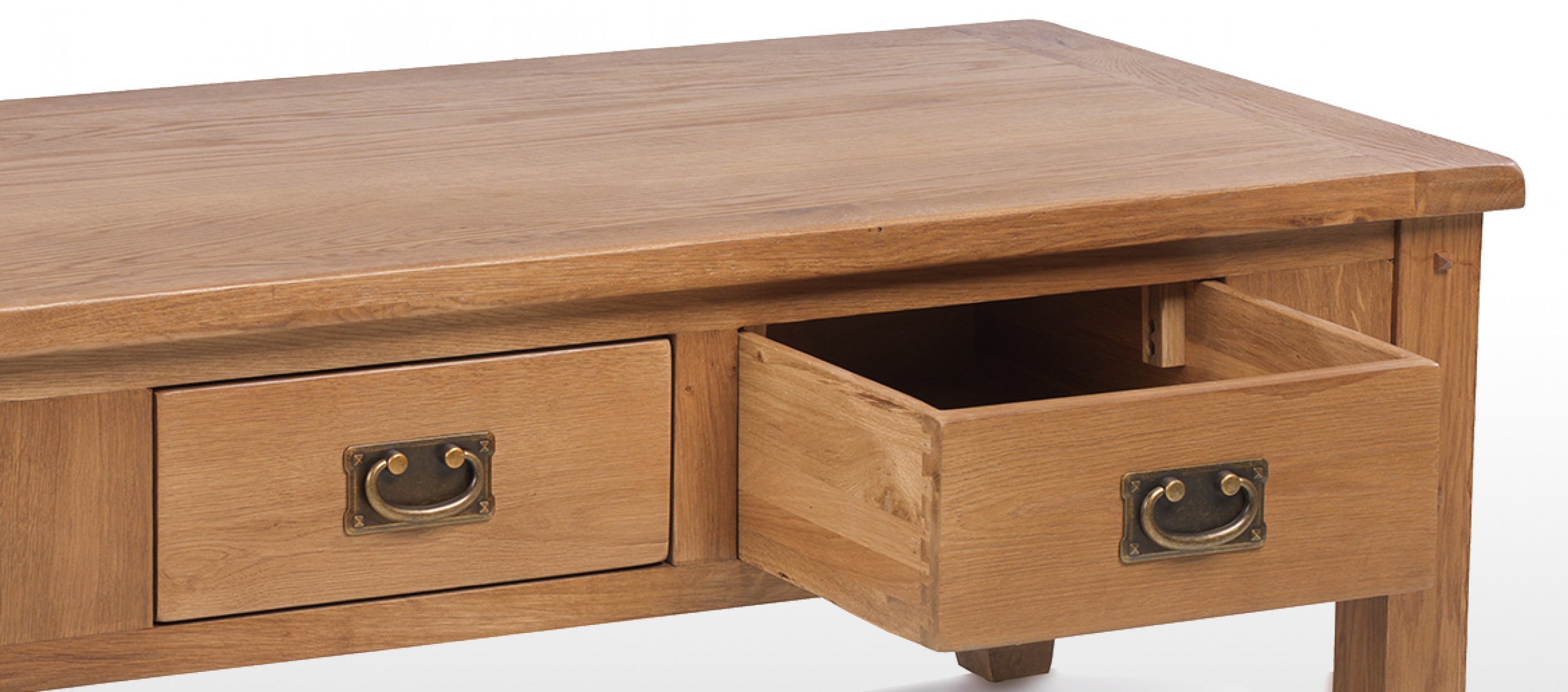 Rustic Oak 2 Drawer Coffee Table Quercus Living