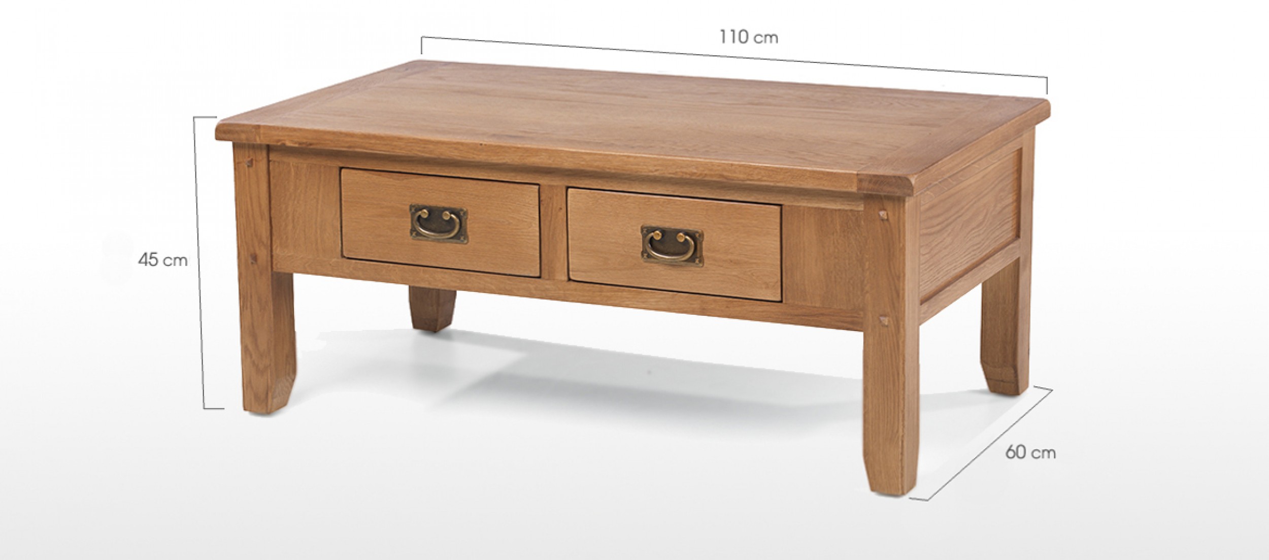 Rustic Oak 2 Drawer Coffee Table Quercus Living
