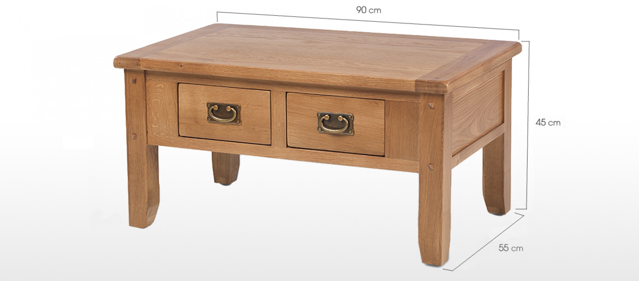 Rustic Oak Small 2 Drawer Coffee Table | Quercus Living