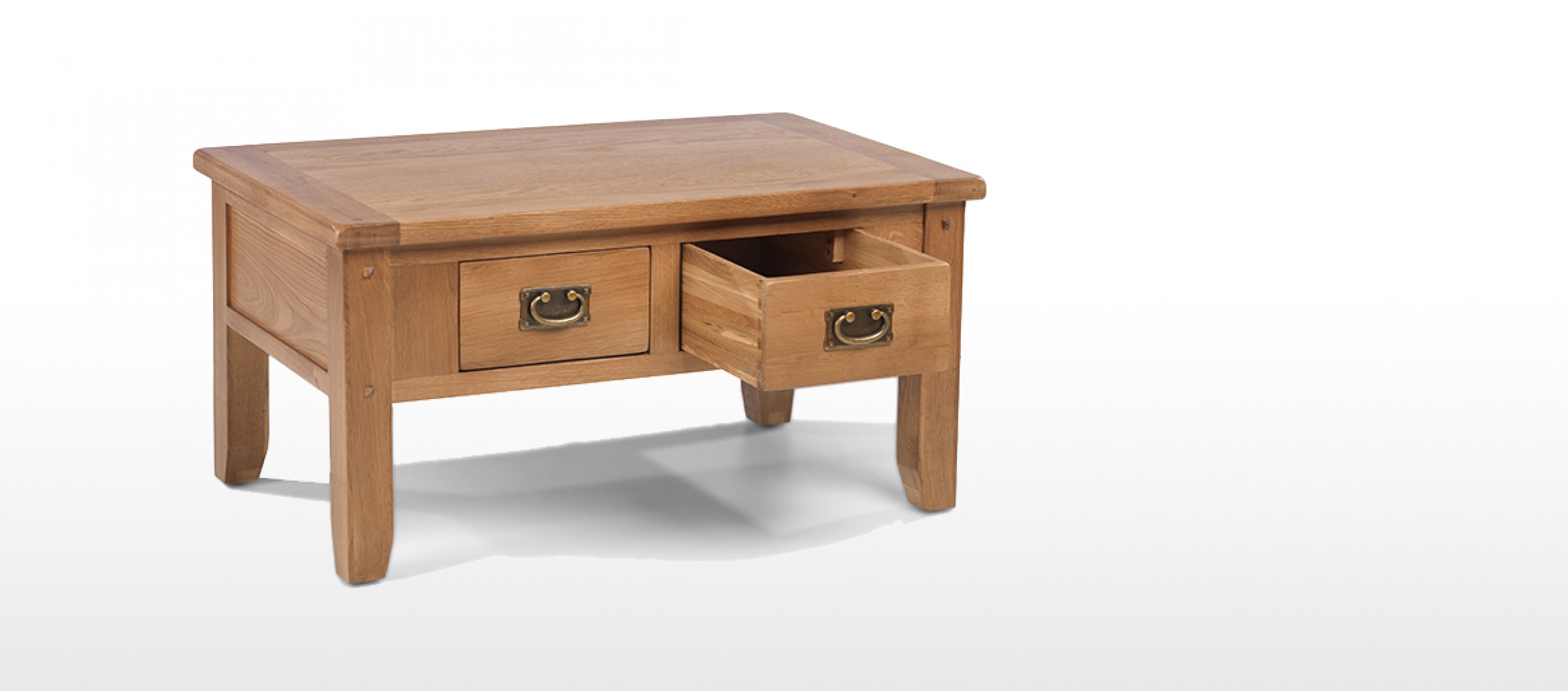 Rustic Oak Small 2 Drawer Coffee Table | Quercus Living