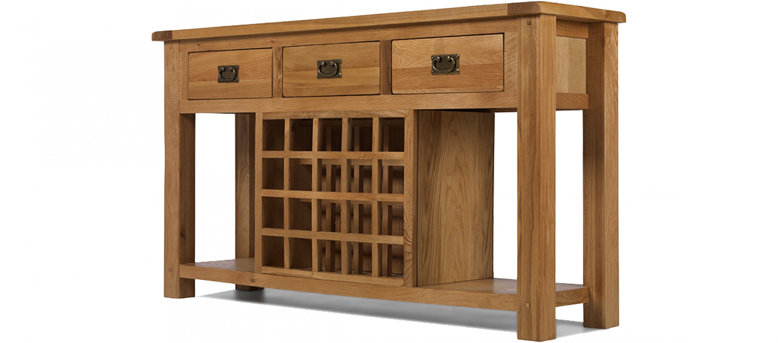 Rustic Oak Wine Rack Console Table Quercus Living