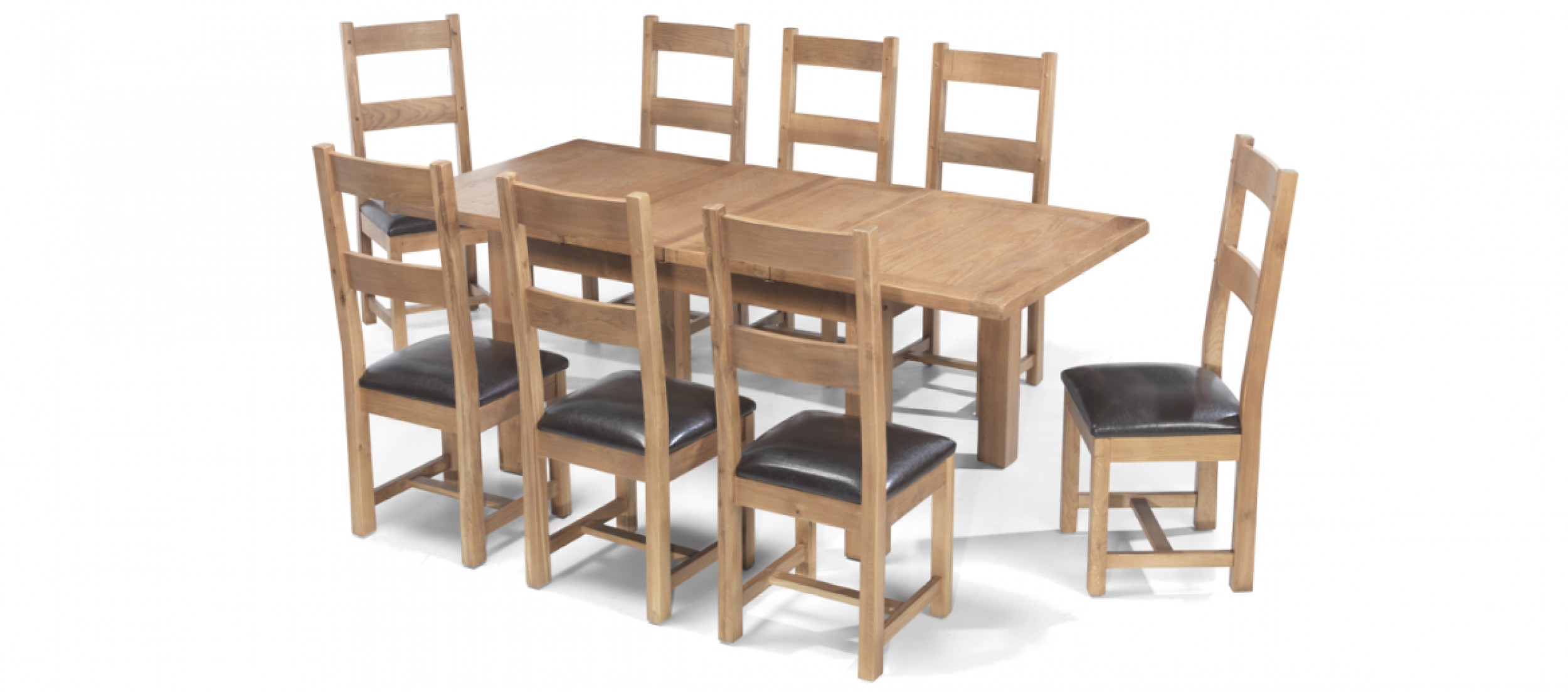 Rustic Oak 132 198 Cm Extending Dining Table And 8 Chairs Quercus