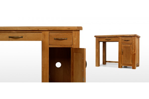 Barham Oak Single Pedestal Computer Desk Quercus Living Barham Oak Single Pedestal Computer