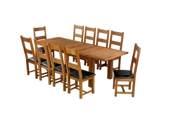 Barham Oak 180 250 Cm Extending Dining Table And 10 Chairs Quercus Living Barham Oak 180 250 Cm Extending Dining, How Big Of A Dining Table To Seat 10