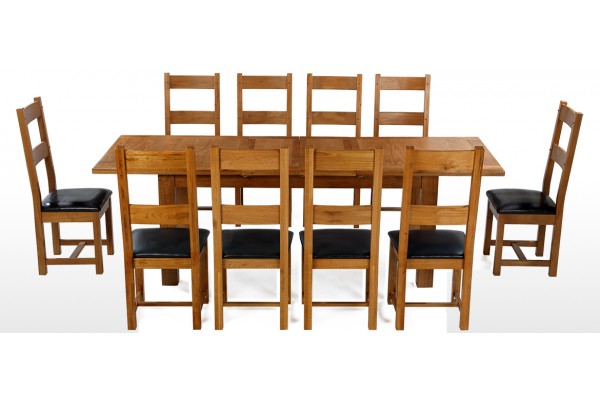 Barham Oak 180 250 Cm Extending Dining Table And 10 Chairs Quercus Living