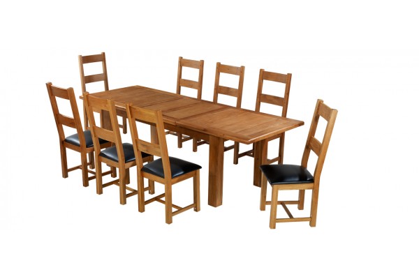 Barham Oak 180 250 Cm Extending Dining Table And 8 Chairs