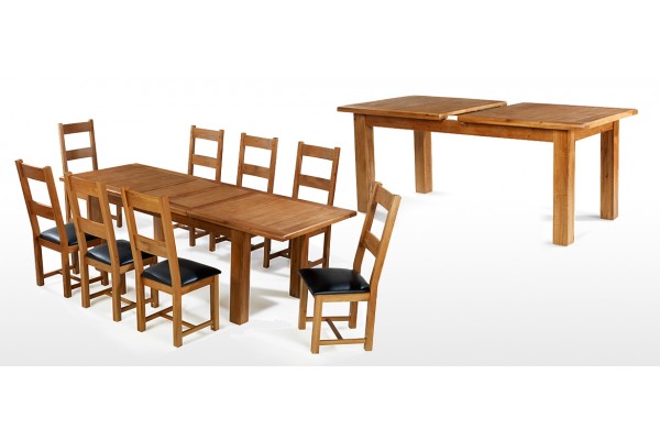 Barham Oak 180 250 Cm Extending Dining Table And 8 Chairs Quercus Living