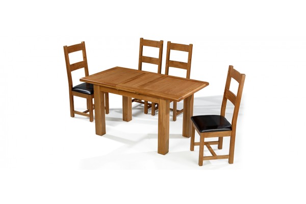 Barham Oak 120 150 Cm Extending Dining Table And 4 Chairs Quercus Living