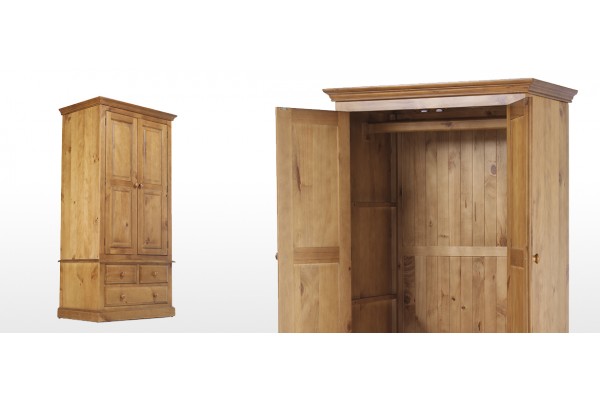 Essentials Pine Gents Double Wardrobe Quercus Living