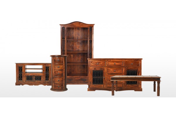 Jali Sheesham Low Bookcase Quercus Living