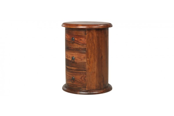 Jali Sheesham 3 Drawer Drum Chest of Drawers Quercus Living