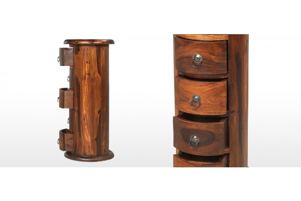 Jali Sheesham 5 Drawer Slim Drum Chest Of Drawers Quercus Living