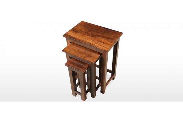 Jali Sheesham Chunky Nest of 3 Tables Quercus Living