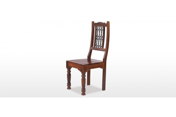 Jali Sheesham Low Back Ironwork Dining Chairs Pair Quercus Living