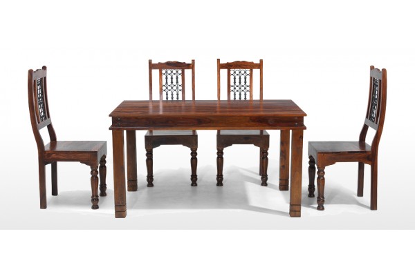 Jali Sheesham 140 Cm Chunky Dining Table And 4 Chairs Quercus Living Jali Sheesham 140 Cm Chunky Dining, Jali Sheesham Dining Table 6 Chairs