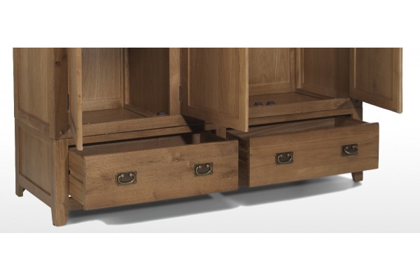 Rustic Oak Triple Wardrobe With Drawers Quercus Living