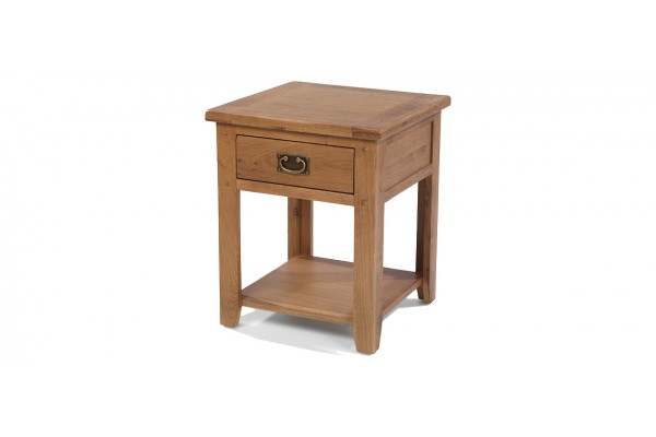 Rustic Oak 1 Drawer Bedside Table Quercus Living