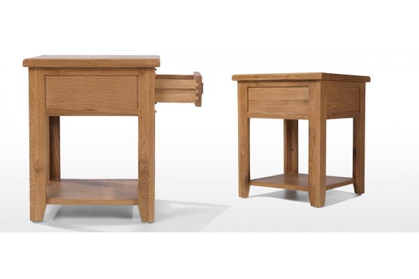 Rustic Oak 1 Drawer Bedside Table Quercus Living