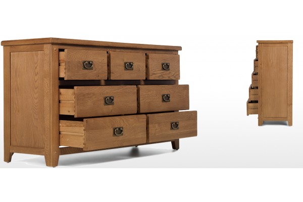 Rustic Oak 7 Drawer Wide Chest Of Drawers Quercus Living